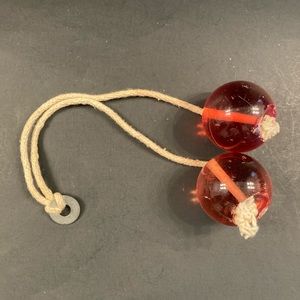 Vintage Acrylic Toy Ker Knockers Clackers on a string Peach Color